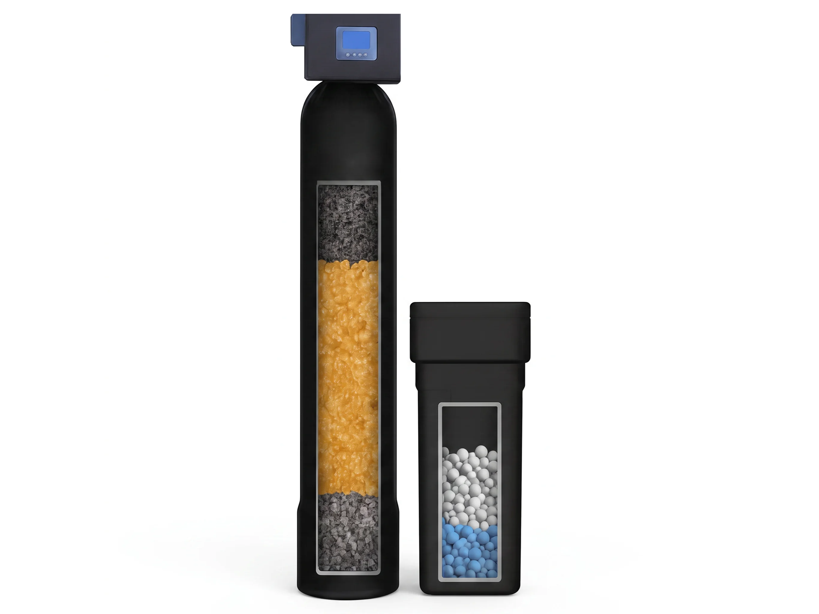 A whole-home carbon filtration tank that reduces chlorine taste and odor